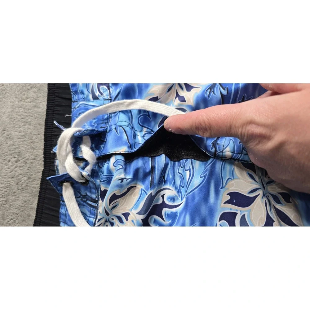 Gecko Hawaii Shorts Mens M Boardshorts Blue Floral Gecko Drawstring 10